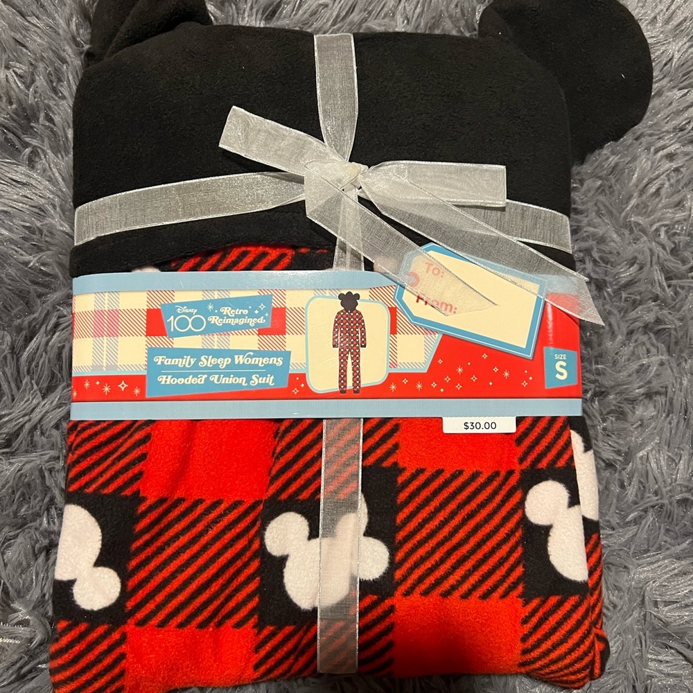 Disney 100 Retro Reimagined Family Sleep Womens Hooded Union Suit Size S BNWT